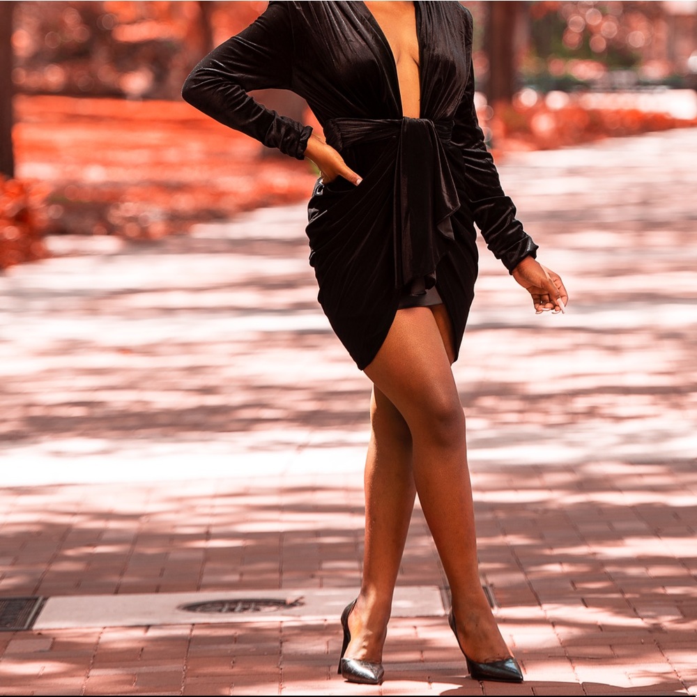 House of CB velvet black dress